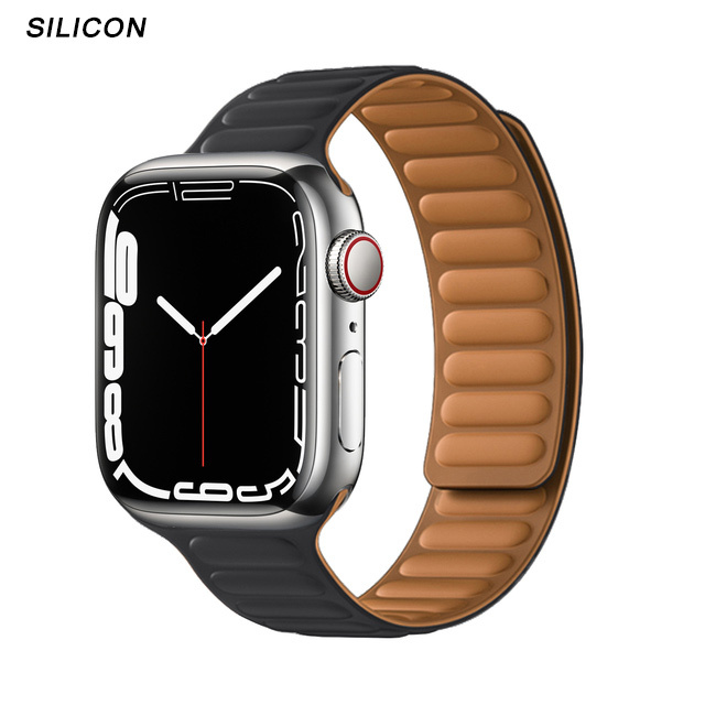 Silicone Suitable for Apple Watch Band Leather Link 44mm 45mm iWatch Series 7 6 SE 5 4 3 Watch Strap Bracelet 42mm 38mm Wristband