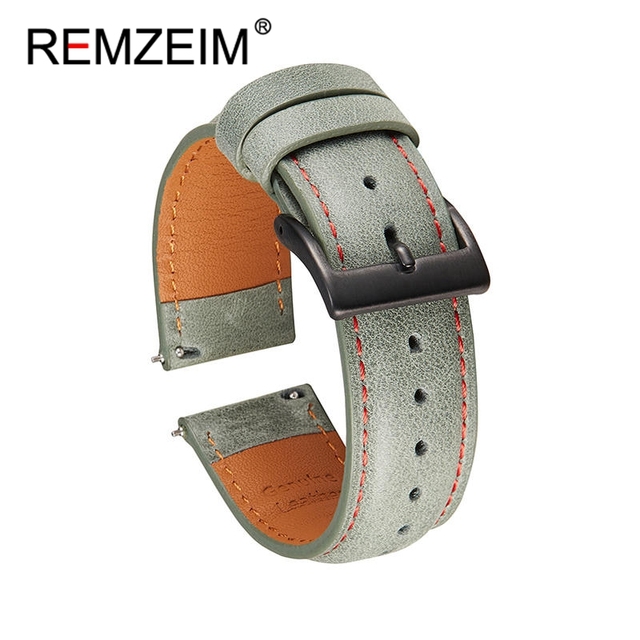 Calf leather watch strap 20mm 22mm quick release watchband for women men watch accessories solid buckle blue red green