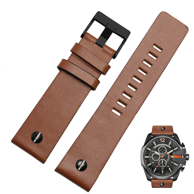 Genuine Leather Watchband Bracelet 22 24 26 28 30mm Watch Strap with Rivet for Diesel DZ7406 DZT2009 DZ7413 DZ7257 Watch Band