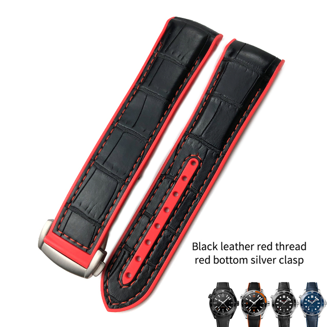 20mm 21mm 22mm Nylon Rubber Leather Watch Band Fit For Omega 300 Planet Ocean 600 Black Canvas Orange Silicone Strap