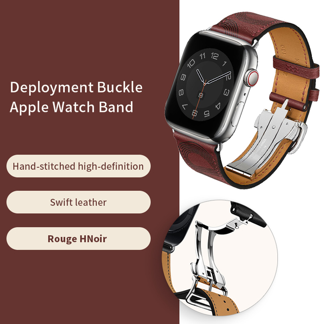 High Quality Genuine Leather Single Turn Buckle Strap for iwatch Apple Watch7 6 Se 5 4 3 2 1