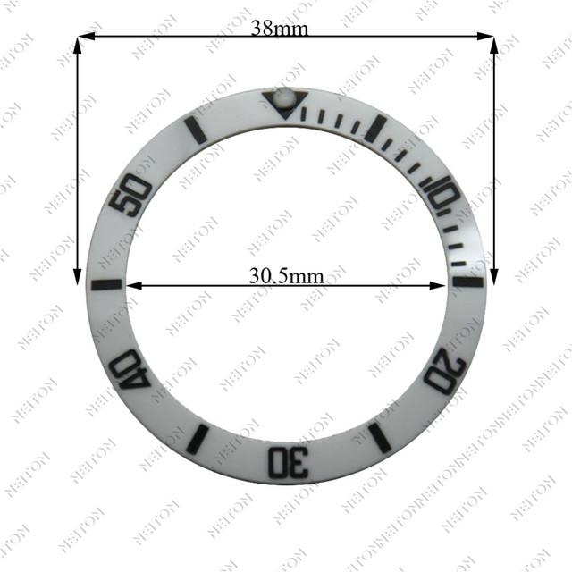 NEITON 38mm Ceramic Bezel GMT & Diving Watch Insert for 40mm Men's Watch Watches Replacement Watch Accessories Simple Dial Watch Bezel Ins