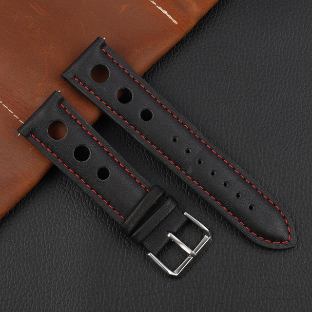 Onthelevel Leather Watchband 18mm 20mm 22mm 24mm Black Brown Coffee Racing Strap Handmade Stitching Quick Release Watch Strap