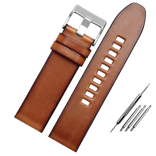 Genuine Leather Watchband for Diesel Watch Strap DZ4476/4482 DZ7408 7406 4318 Strap 22 24 26 28mm Big Size Men Wrist Watch Band