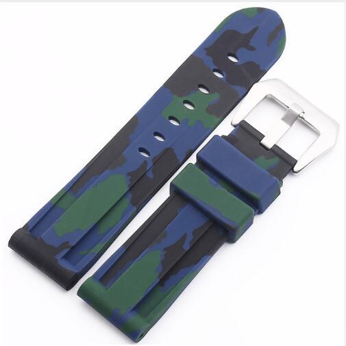 Universal 22mm 24mm 26mm Camouflage Colorful Rubber Watch Band for Men Watch Strap for Samsung Gear S3 Classic Panerai