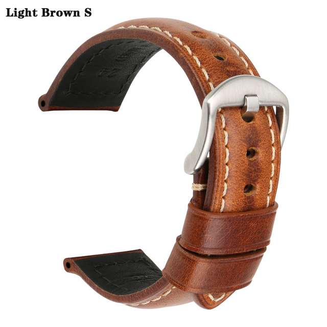 MAIKES Watch Watch Accessories 18mm-26mm Brown Vintage Oil Wax Leather Watch Band For Samsung gear s3 fossil watch strap