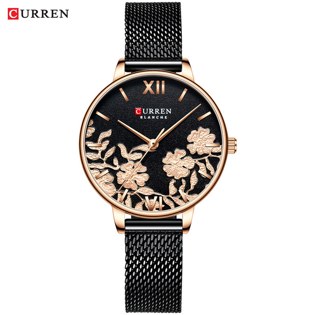 CURREN Women's Watches Top Brand Luxury Stainless Steel Watch Strap for Women Rose Clock Stylish Quartz Ladies Watch