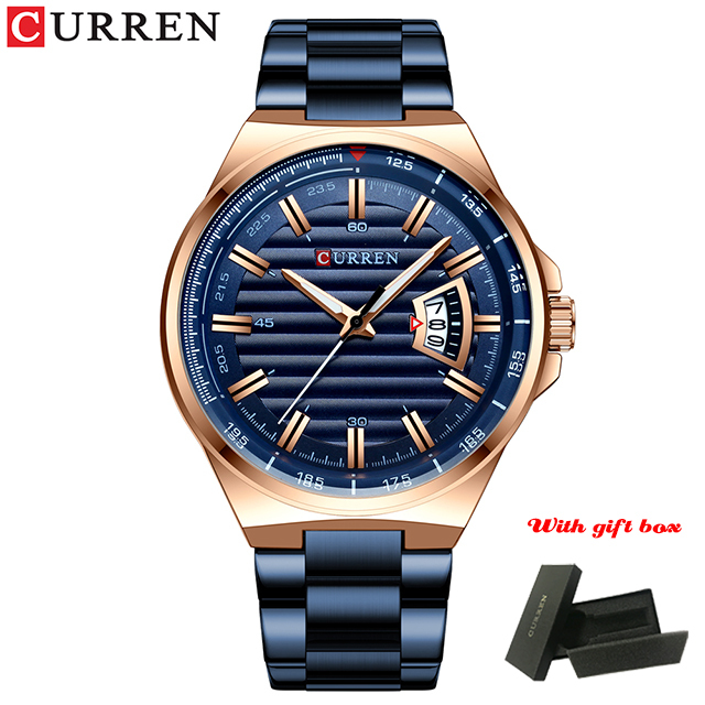 CURREN Fashion Auto Date Stainless Steel Watch For Men Luxury Business Quartz Watch Men Sport Waterproof Male Clock