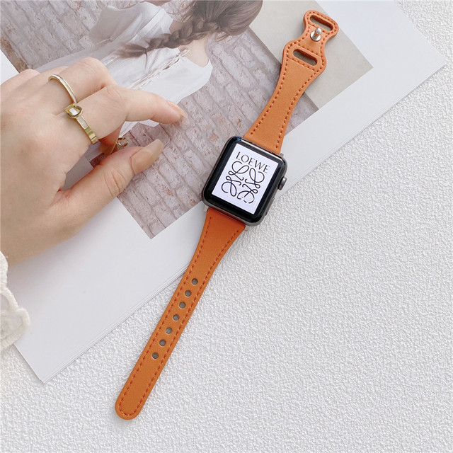 Fashion Leather Band for Apple Watch 40 44mm Slim Waist Watch Band 38 42mm for iWatch Series 6 5 4 3 2 1 SE Accessories Strap