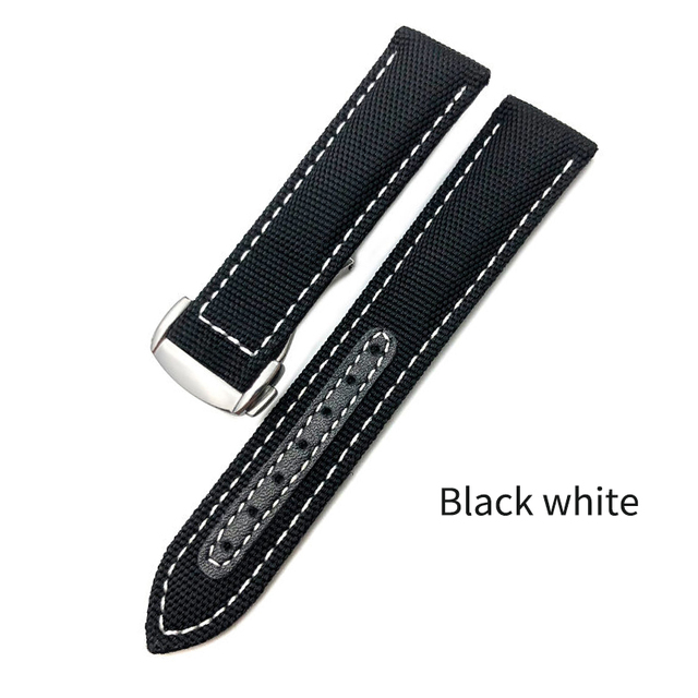 20mm 22mm Canvas Leather Down Watch Band 19mm 21mm Replacement For Omega 300 Planet Ocean Seiko Nylon Hamilton Strap