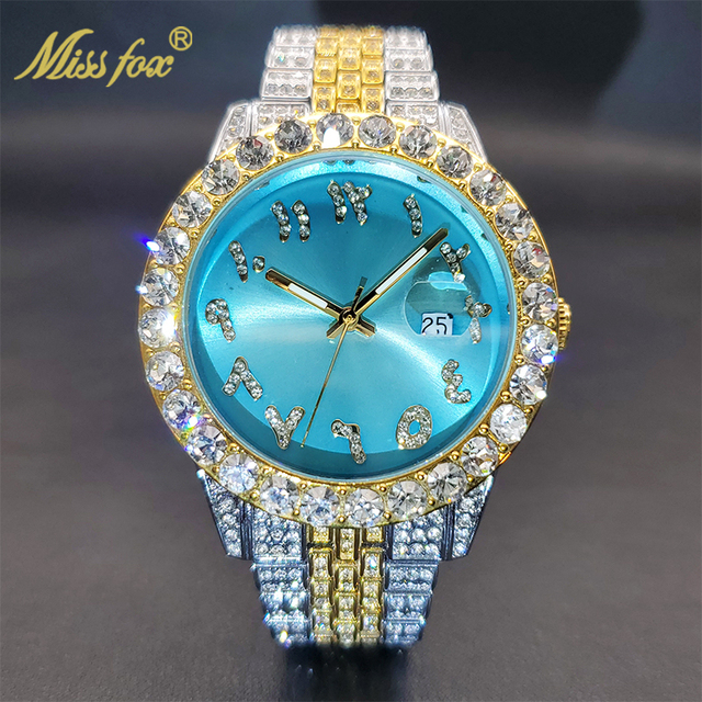 Relogio Masculino Luxury Original Diamond Watch for Male Unique Blue Dial Couple Watches Calendar Waterproof Quartz Watches