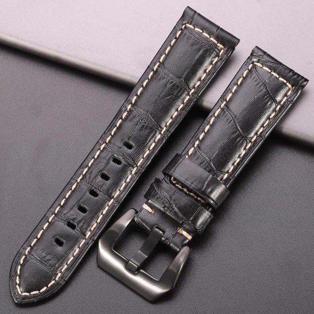 Cowhide Watchband Crocodile Pattern Women Men 20mm 22mm 24mm 5 Colors Watch Strap With Silver Black Steel Buckle Wrist Strap