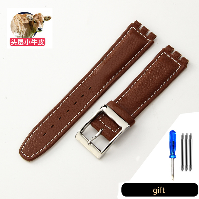 Genuine Leather Watch Strap For Swatch YCS YAS YGS Pin Buckle 17mm 19mm Female Watch Band Blue Red Black Accessories Watchband