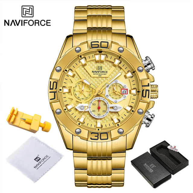 NAVIFORCE Men's Fashion Multifunction Watches Stainless Steel Sports Waterproof Wristwatch Casual Quartz Watch Relogio Masculino