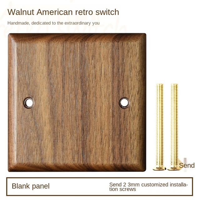 High-grade retro American industrial style light switch socket, solid wood brass toggle switch panel, antique home stay switch