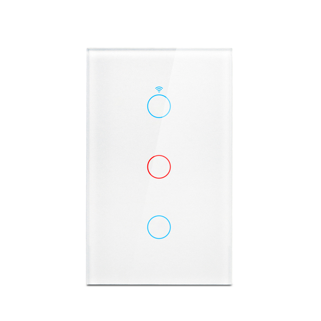 Tuya - Connected Wall Switch, Wi-Fi, Touch Sensor, 110V/220V, Neutral Wire Required, Voice Control, Compatible with Alexa and Google Home