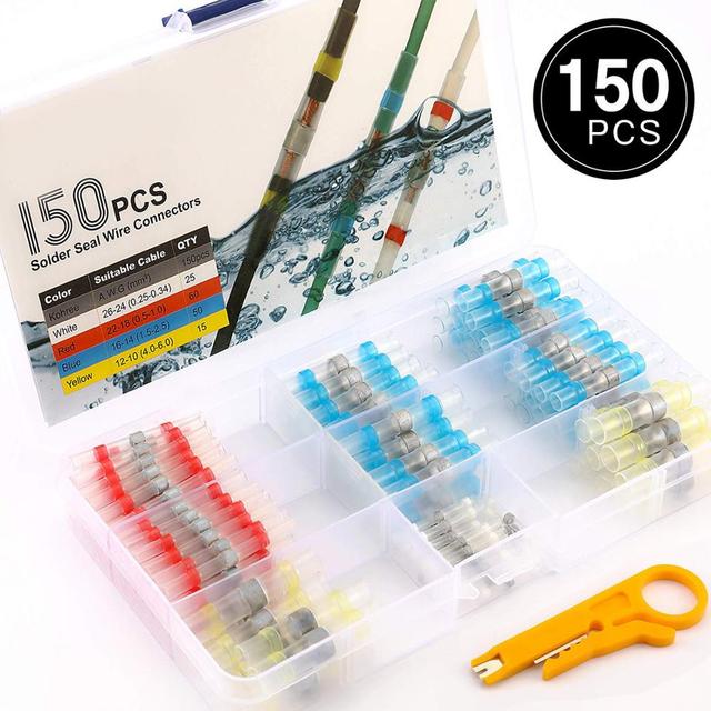 50/100/250pcs Mixed Heat Shrink Connect Terminals Waterproof Soldering Sleeve Tube Insulated Electrical Wire Splice Connectors Kit