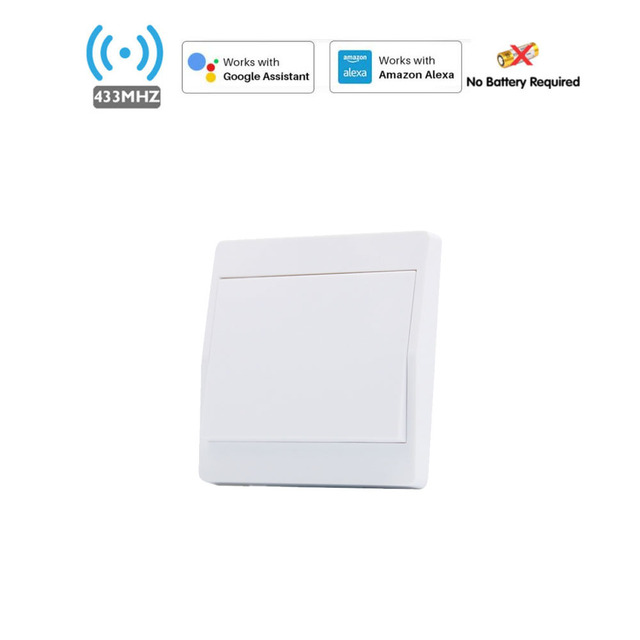 Tuya Smart WiFi and Rf Light Switch 433MHz Kinetic Wall Switch No Battery Needed Wireless Remote Control Timing 220V 16A for Alexa