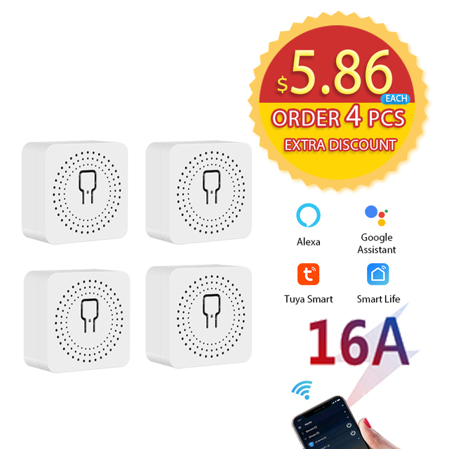 Avoir 1-5pcs Smart Life Circuit Breaker Tuya Switch Wifi Smart Home Socket Wireless Sensor Switch Mini Wifi Console 16A