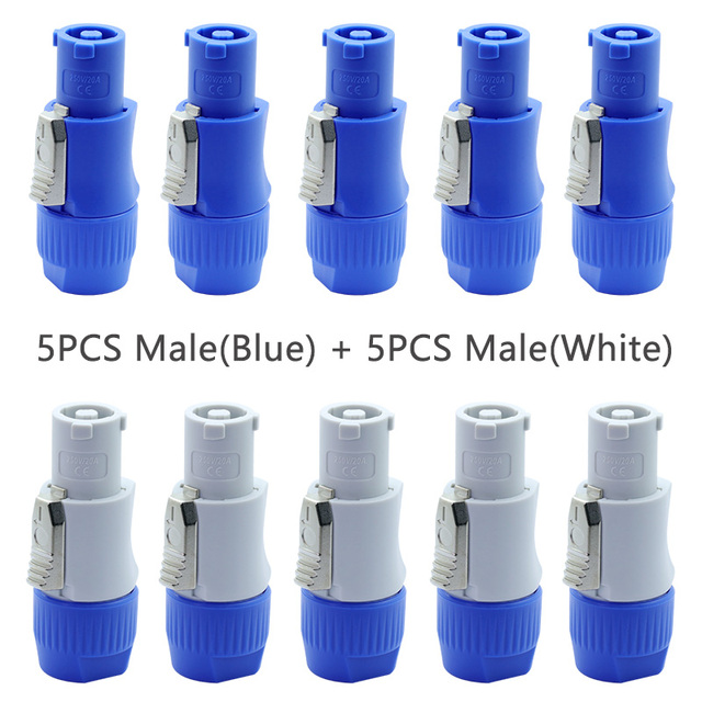 10pcs/lot 3 Pin AC Powercon Connector Male Plug NAC3FCA NAC3FCB AC Power Plug 20A/250V for Stage Light LED Screen Blue/White