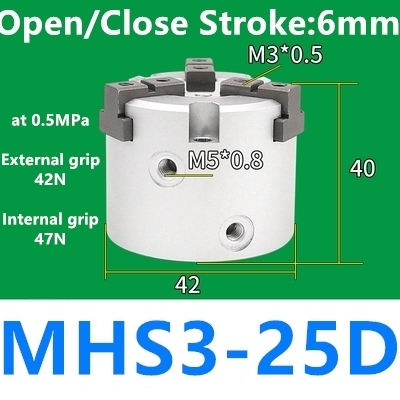 MHS2 MHS3 MHS4 Air Parallel Finger Clutch SameAsSMC Bore 16D/20D/25D/32D/40D/50D mm Double Acting MHS2-16D MHS3-16D MHS4-16D