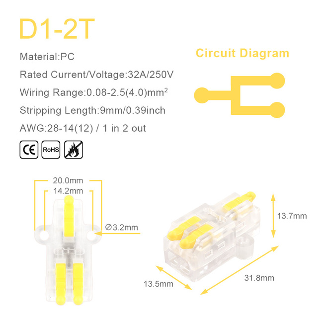 25/50/100pcs Transparent Can Fixed Wire Splitter Universal Compact Connector Terminal Block Cable Fast Splicing Wiring Connector