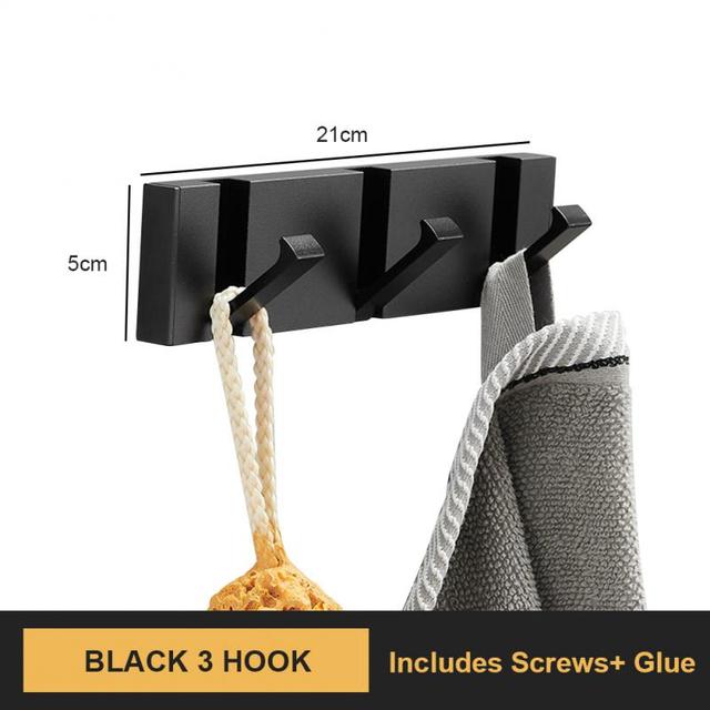 Black Golden Robe Hooks Folding Towel Hanger Aluminum Multifunctional Hook Wall Hooks Coat Clothes Holder for Kitchen Bathroom