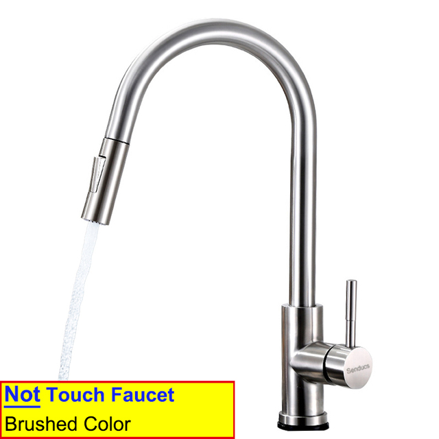 Touch On Kitchen Faucet With Pull Down Sprayer, Touch On Kitchen Sink Stainless Steel Faucet Hot Cold Sensor Kitchen Mixer Tap