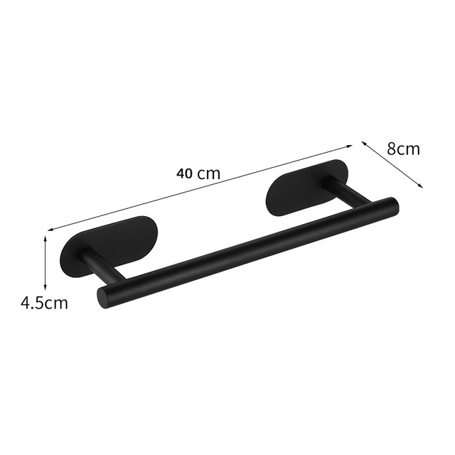 No Drilling Stainless Steel Self Adhesive Towel Bar Paper Holder Clothes Hook Towel Ring Black Golden Bathroom Accessories Set