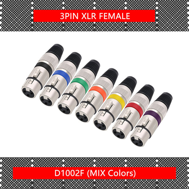 10pcs/lot 3 Pin XLR Male/Female Plug Wire Connector 3 Poles XLR Microphone Plug MIC Cable Terminal Connector 7 Colors