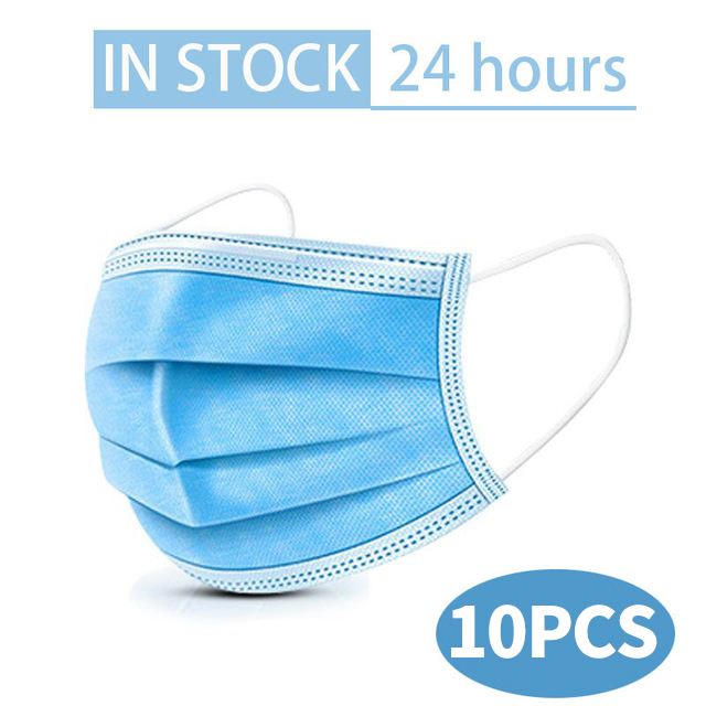 10-600pcs Disposable Fabric Face Mask Anti-pollution Particulate 3 Layers Nonwoven Filter Adult Face Mouth Mask