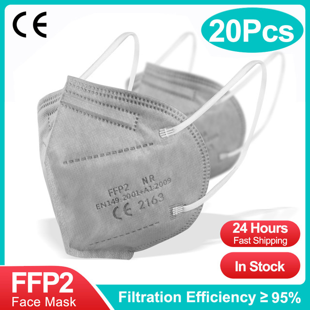 10-200pcs FFP2 Mask Respirator KN95 Mascarilla Fpp2 homology ada 5 Ply Mascarillas FP2 Black Masks Adult Face Dust Protection FFP3