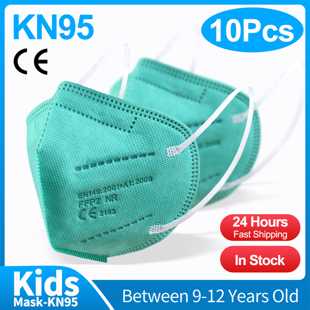 10-50pcs KN95 Mask N95MASK ffp2mask 9-12 years for children ffp2 mascarillas fpp2 niños homologadas negras masques organization ffpp2