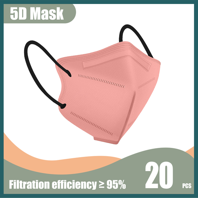 Morandi FFP2 5D Mask KN95 Mascarilla FPP2 homology ada Adult Face Mask 5 Layers Respirator Filter Colorful ffp2masque Protection Mask