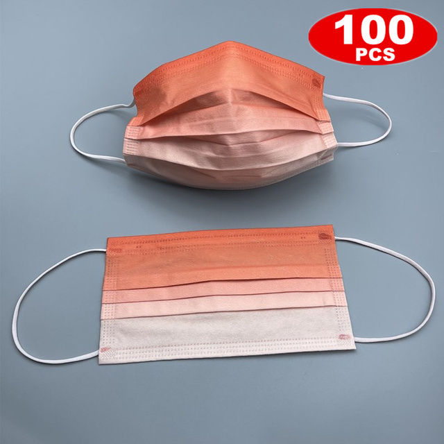 100 Gradient Disposable Mask Matte Printing Face Masks Adult 3 Ply Nonwove Maschera Protective Mouth Cover Unisex Jetable Mask