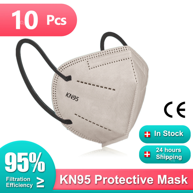 10-200pcs Mascarillas KN95 Certified 5 Layers Black KN95 Masks Colorful ffp2mascarilla Adult FP2 FPP2 Approved Mask FFP2