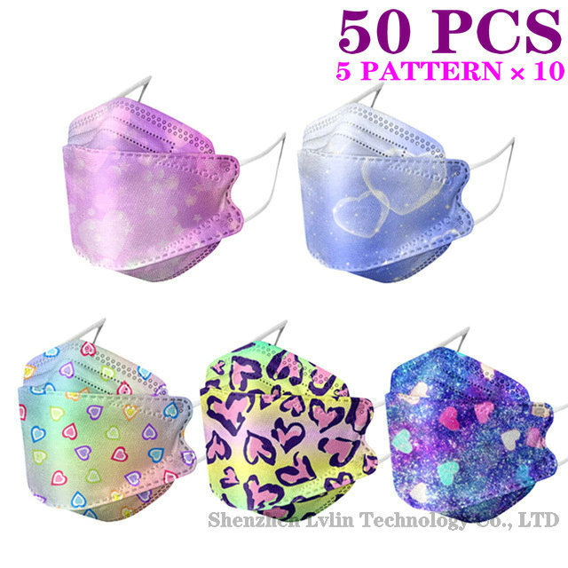 KN95 FFP2 Unique Print Fish Mask Mascarillas CE Protective Breathing Dust Anti-Fog Adult Colorful Masques