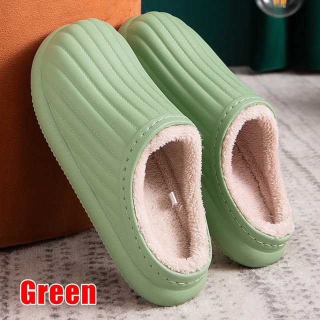 Hot Waterproof Non-slip Home Slippers Men Winter Warm Women Indoor Non-slip Ladies Soft Slippers Memory Foam Couples Shoes