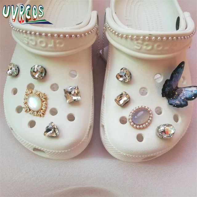 1 مجموعة اليدوية croبها بنفسك Crocs Charms بلينغ JIBZ إبزيم حجر الراين اكسسوارات سلسلة معدنية تسد حديقة حذاء الديكور الفتيات 지지