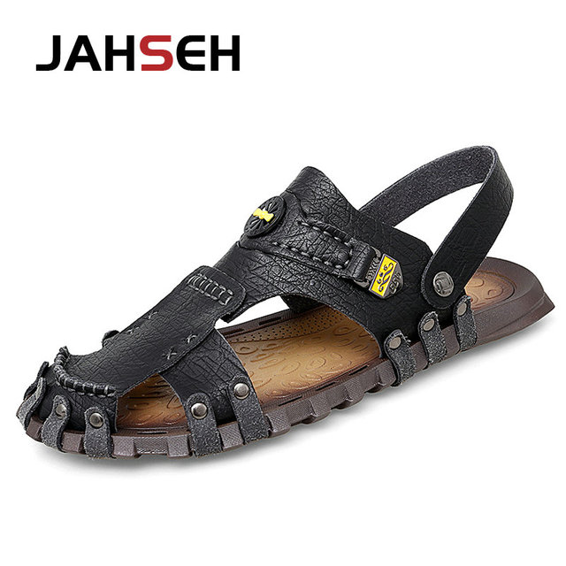 Summer Men Casual Sandals Outdoor Brand Slippers Genuine Leather Beach Shoes for Men Designer Mens Roman Sandals Zapatos Hombre