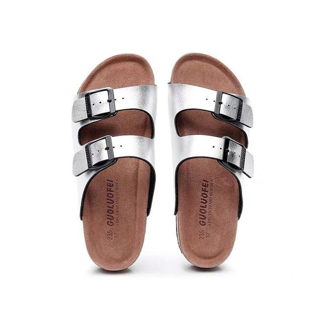 2021 New PU Leather Men's Mule Clogs Slippers High Quality Soft Cork Two Buckle Slides Shoes For Men Women Unisex 35-46