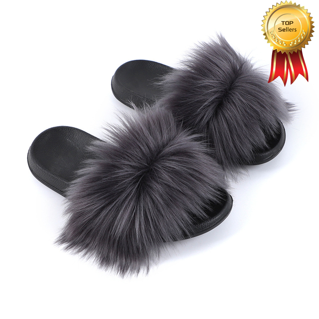 2022 New Summer Slippers Women Fuzzy Slides Fluffy Faux Fur Slippers Flat Furry Sandal Fashion Fur Flip Flop Amazing Woman Shoes