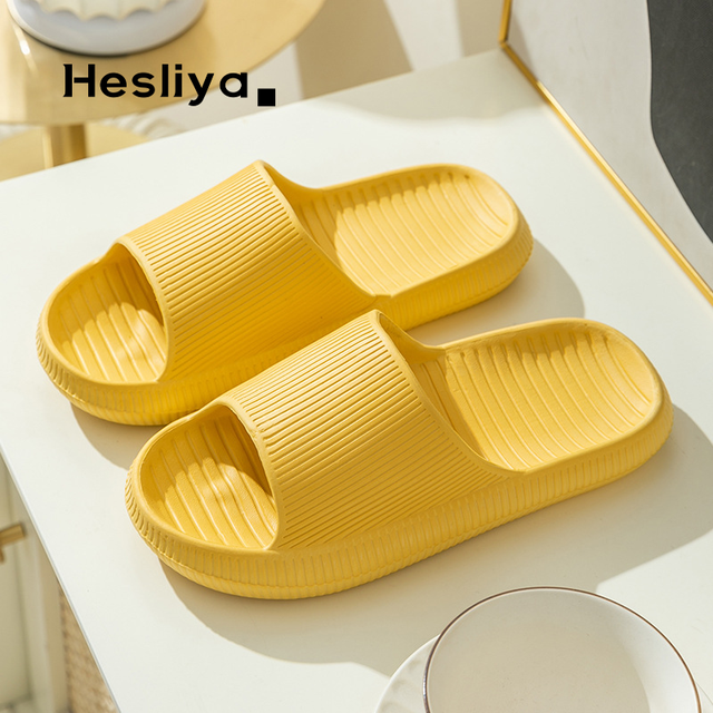 Thick Platform Slippers Cloud Slippers Non-slip EVA Soft Waterproof Cloud Sandals Silent Damping Bathroom Indoor Shoes For Women