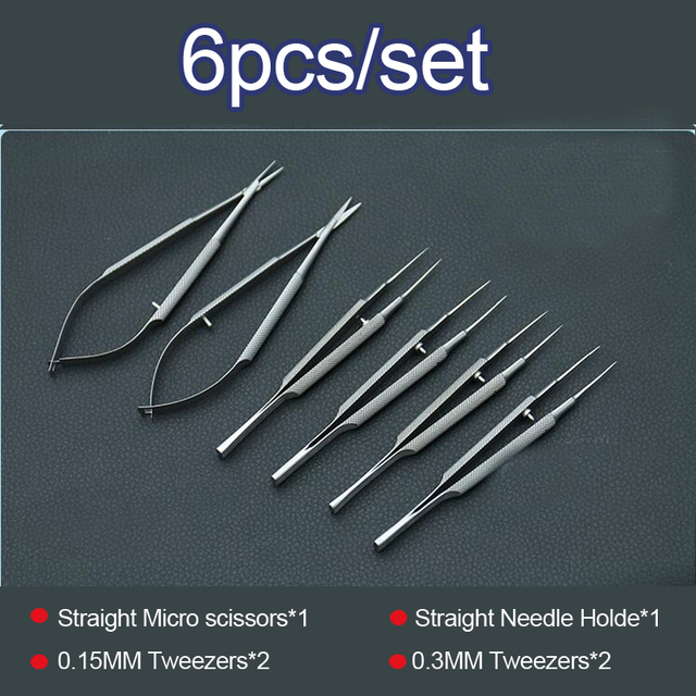 New Eye Microsurgery Instruments 12.5cm Scissors + Needle Holders + Forceps Stainless Steel Surgical Tool
