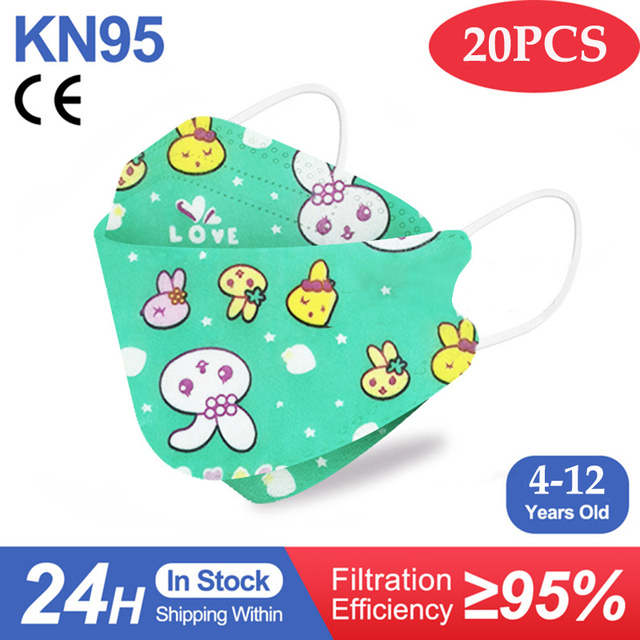 Kn95 Masks Kids fpp2 Approved Mask for Baby Fish Printed Cartoon Mouth Mask KN95 Mascarilla Infantil kf94fan ffp2fan Ninos