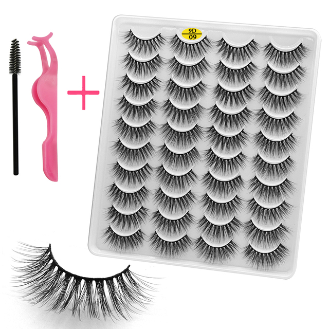 LE 20 Pairs Mink Eyelashes Fashion Handmade Cruelty-Free Soft Wispies 3D Fake Long Eye Lashes Extension False Eyelashes