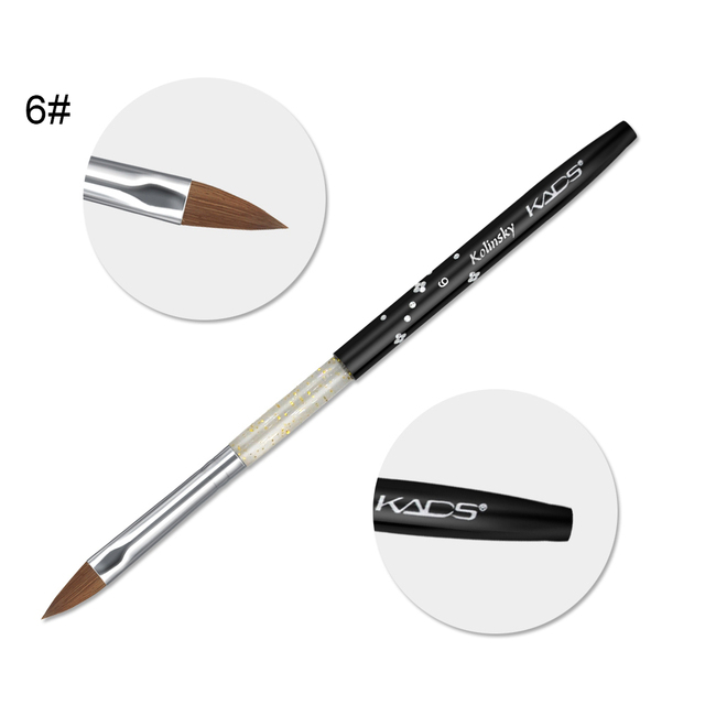 1pc Kolinsky Sable Acrylic Brush UV Gel Carving Brush Pen Liquid Powder DIY Nail Drawing Flat Round Red Wood Nail Art Brush