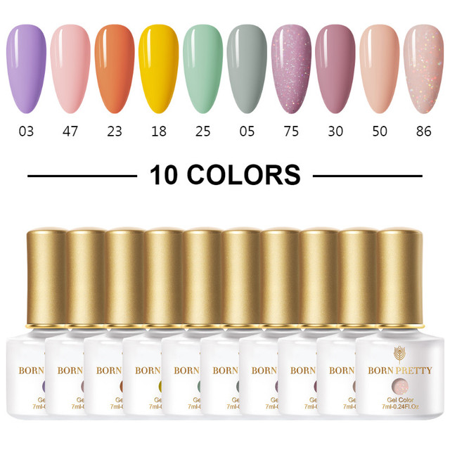 Born Pretty Nail Gel Polish Set Soak Off UV LED Gel 7ml Hybrid Semi Permanent Varnish Nail Art Gel Kit Top Coat Gel Manciuring