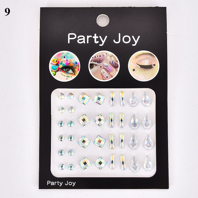 3D Diamond Eyeshadow Stickers Face Jewels Self Adhesive Face Body Eyebrow Diamond Nail Stickers Decals Decoration Photography