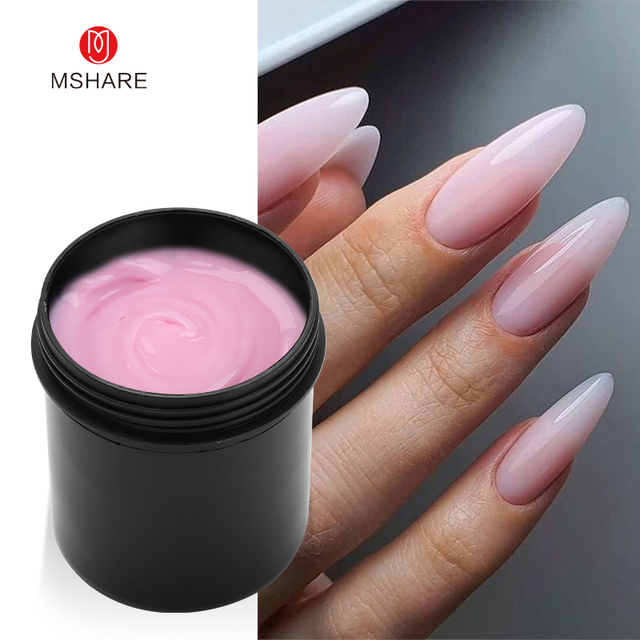 MSHARE Gel Builder Gel Nail Extension Gel 150ml Cream Medium Soft Cover Shade Pink White Fast Extension UV Nail Hard Gel